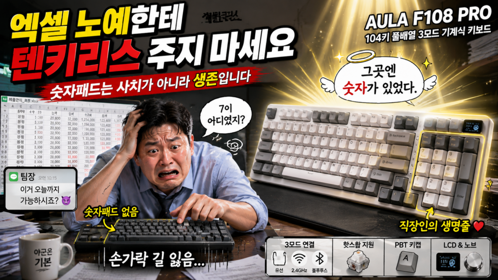 AULA F108 프로 104키 커스터마이징 기계식 3모드 유무선 키보드 제품 이미지