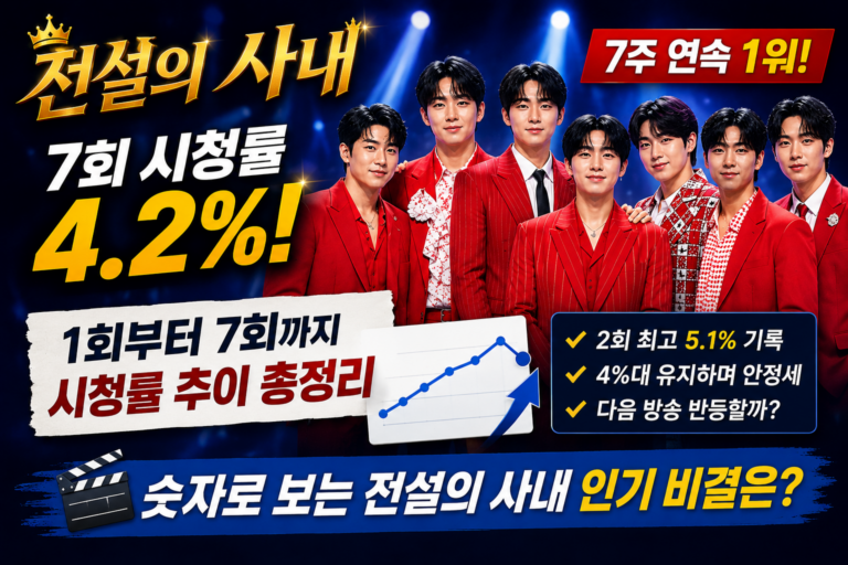 전설의 사내 시청률 4.2%｜7주 연속 1위, 1회부터 7회까지 시청률 추이 총정리