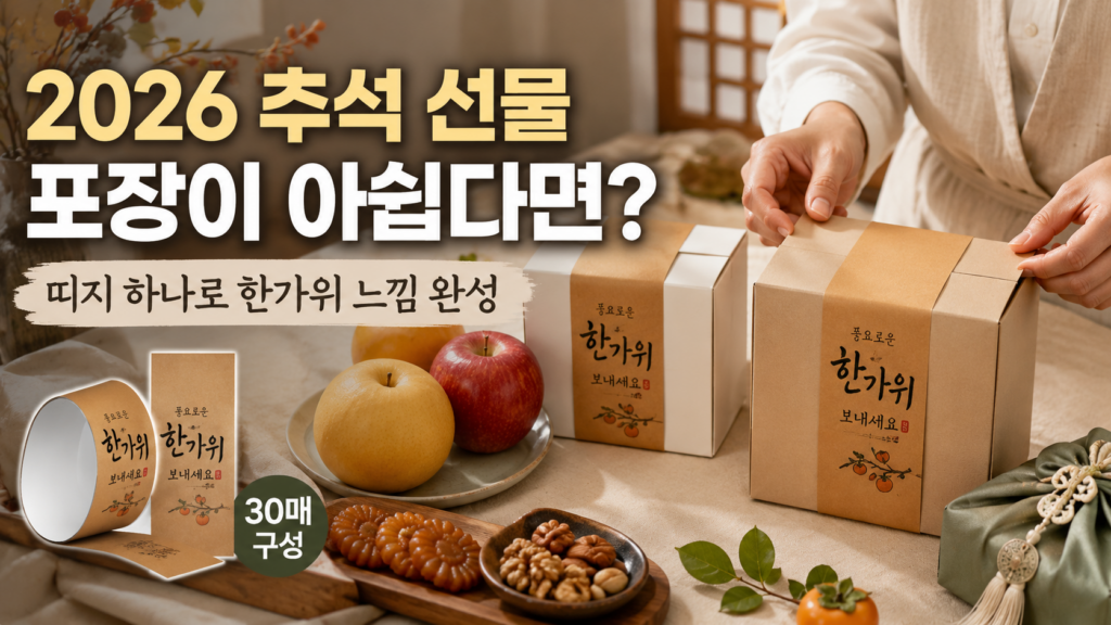 풍요로운 추석 한가위 선물 상자 포장 마감 띠종이 30매 제품 이미지