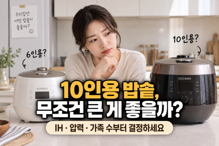 10인용 밥솥 고르는 법｜IH압력밥솥·압력밥솥 차이와 가족 수별 선택