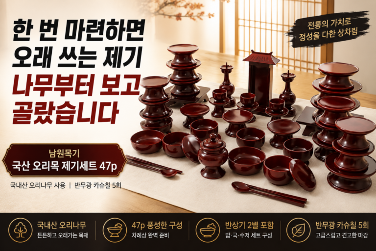 남원목기 제기세트 추천｜최고급 전통 나무 제기 – 국산 오리목 제기세트 47p 사용 후기