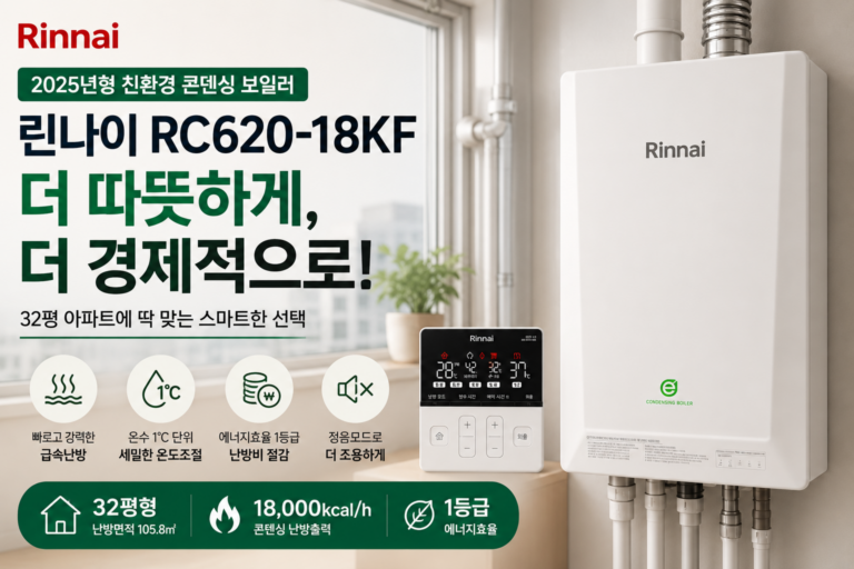 린나이 보일러 추천｜린나이 RC620-18KF 친환경 콘덴싱 보일러 가격 평수