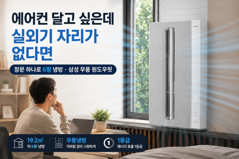 삼성 창문형 에어컨 추천｜실외기 설치 어려운 방도 무풍으로 – 비스포크 무풍 윈도우핏 AW06C7155GWAZ