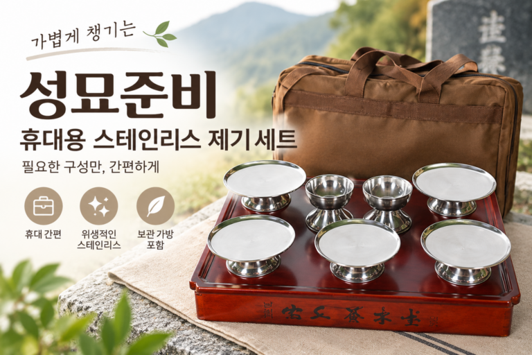 추석 성묘 차례상 준비 – 휴대용 스테인리스 제기 세트